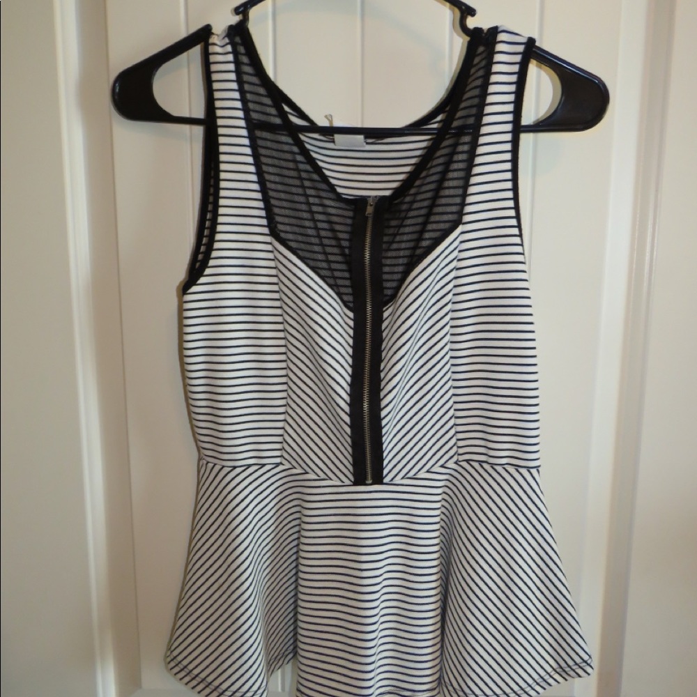 Black and white flare blouse